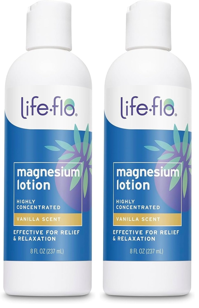 Life-flo Magnesium Lotion, Vanilla Scent - cứu trợ và thư giãn với Magnesium chloride từ The Zechstein Seabed - chuyên gia nghiên cứu sinh vật học xác thực, bảo đảm 60 ngày, không thử nghiệm trên động vật, 8oz