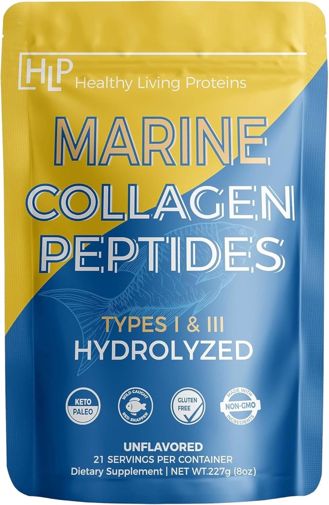Terveet elävät proteiinit ... Marine Collagen Peptides Tyyppi 1 & 111 ... 24g Kalaproteiinia.