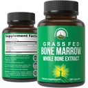 Peak Performance Grass Fed Bone Marrow - Whole Extract Supplement 180 Capsules - Superfood Pills Rich in Collagen, Vitamins, and Amino Acids - from Matrix Cartilage - Ancestral Tablets