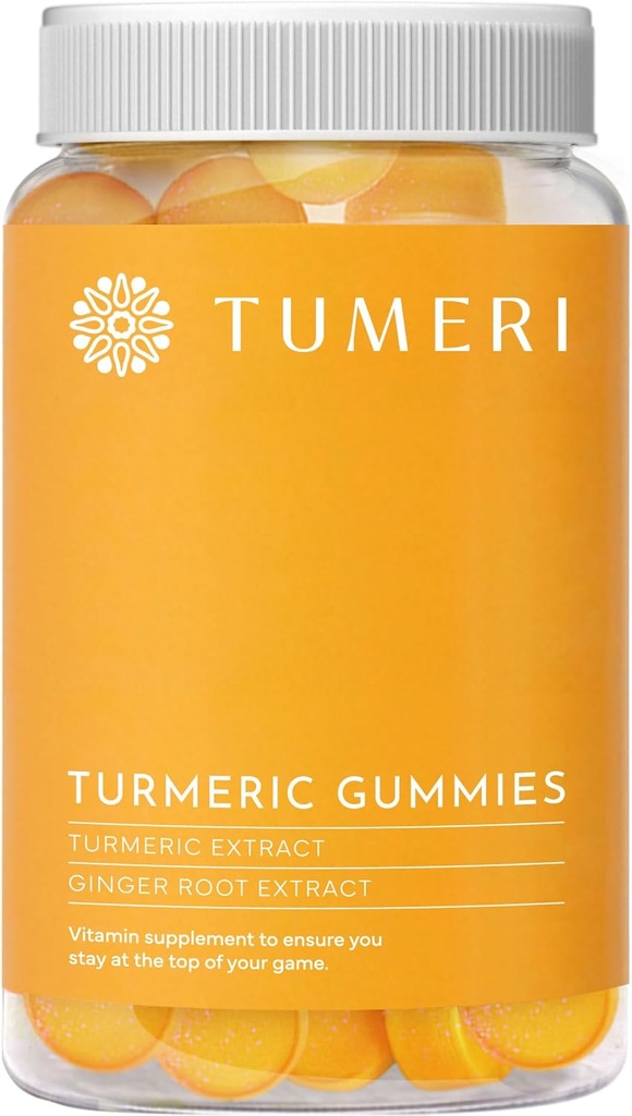 TUMERI Turmeric və Ginger Gummies – Turmeric Curcumin Birliyi Təhsil - 60 Count Natural Tropik Fruit Flavored Vegan Gummies