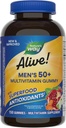 Nature 's Way Alive Mænds 50 + Daily Gummy Multivitaminer, Understøtter sund hjerne, øjne, hjerte *, B- Vitaminer, Gluten- Free, Frugtsmag, 150 Gummies (Packaging May Vary)