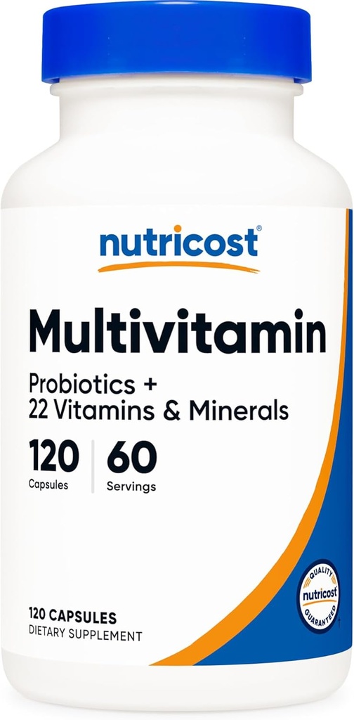 Nutricost Multivitamin med probiotika 120 vegetariska kapslar - packad med vitaminer och mineraler