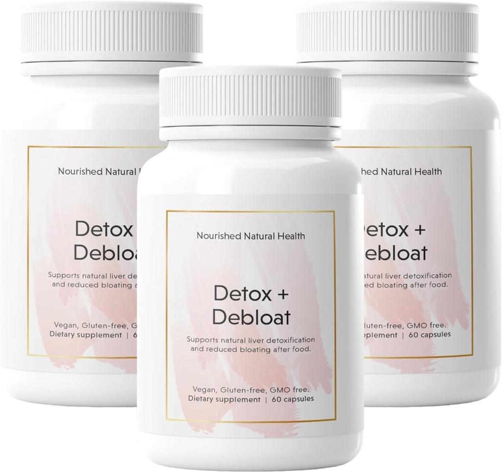 Nourished Natural Detox + Debloat - Milk Thistle & Dandelion Root Vegan Supplement för kvinnor - Bloating Relief & Digestion Support - 180 kapslar