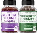 Naktinis laikas riebalų degiklis Gummies (60 Count) - Weight Loss & Metabolization Free Melatonino papildas ir Supergreens Gummies (60 Count) - Žaliųjų papildai Imunitetas Parama - Ne GMO & JAV Pagaminta
