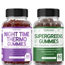 Night Time Fat Burner Gummies (60 Count) - Weight Loss & Metabolism Sugar-Free Melatonin Supplement and Supergreens Gummies (60 Count) - Greens Supplements Immunity Support - Non GMO & USA Made