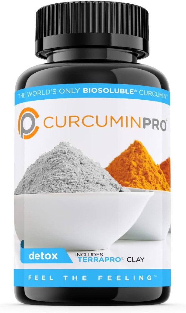curcuminpro Detox Kapsler | Økologisk Turmeric Supplement med Biosoluble BCD & Naturlig Bentonitt Clay | Høy absorpsjon Vegansk curcumin blanding for Gut og hjerte velvære | 60 Count