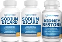 Sodium Bicarbonate 650mg Capsules for Acid Relief, Alkalinity 120 Pills 2-Pack + Kidney Restore Kidney Cleanse and Kidney Health supplement, 60 cap