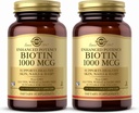 Solgar Biotin 1000 mcg, 250 cápsulas de verduras (Pack of 2) - Soporte para pel saudable, unhas e cabelo - Metabolismo de enerxía - Potencia mellorada - Non-GMO, Vegan, Gluten Free, Dairy Free, Kosher - 500 Servizos