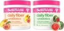 Belli Welli Daily Fiber Supplement Bundle med kollagen, probiotika og elektrolytter – Peach Mango & Watermelon Flavors – Støtter Digestion, Gut Balance, Debloating – 32 Serveringer totalt