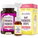 Mama Natural Prenatal Probiotic & Baby Probiotic Drops Bundle – Gut, Vaginal & Immune Support for Mom + Digestive Comfort for Baby with Infant Probiotics – Bundle & Save