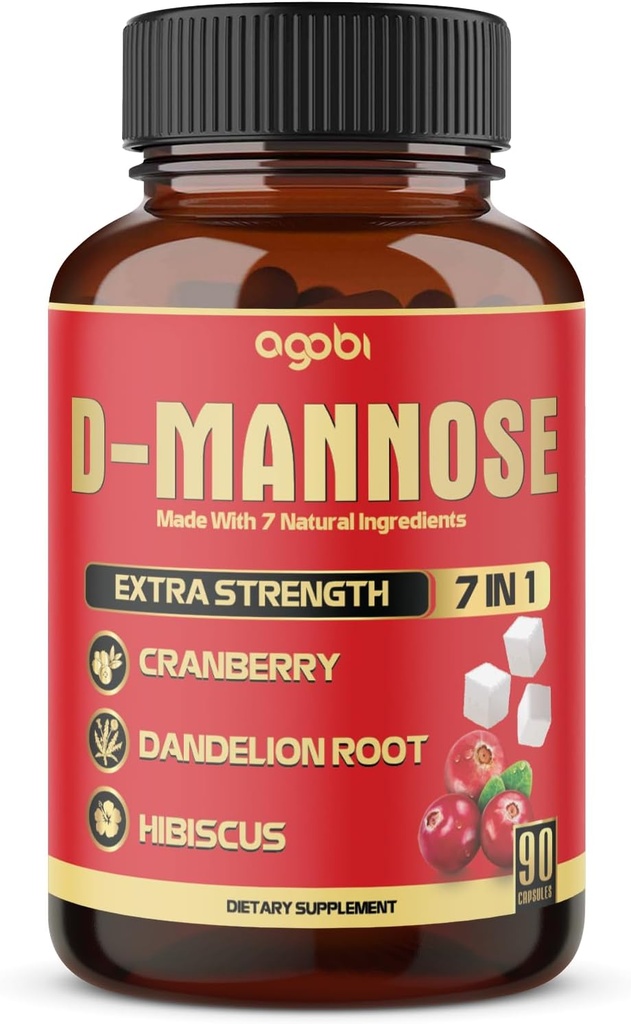 D-Mannose kapsulak - 7 Herbs Cranberry, Dandelion, Hibiscus eta More - Laguntza Flush Impurities eta Urinary Tract Health - 90 Vegan kapsulak 3-Month Supply