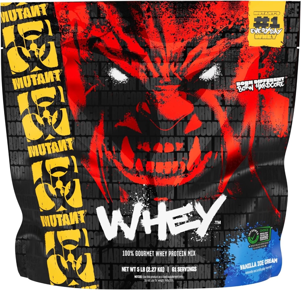 Whey Mutantea - %100 Whey Protein Powder Shake, Gourmet Taste, 22g Protein, Fast Absorbing, Easy Digesting, 5lbs - Vanilla Ice Cream