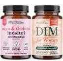 SMNutrition Women's DIM Supplement & Myo-Inositol & D-Chiro Inositol | Hormone Balance Bundle with 40:1 Ratio (30 Servings) and 250mg DIM Supplement for Women Complex (60 Servings)