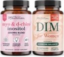 SMNutrition Women's DIM Supplement & Myo-Inositol & D-Chiro Inositol □ Grupo de equilíbrio Hormônio com 40:1 Razão (30 Servings) e 250mg Suplemento DIM para Mulheres Complexo (60 Servings)