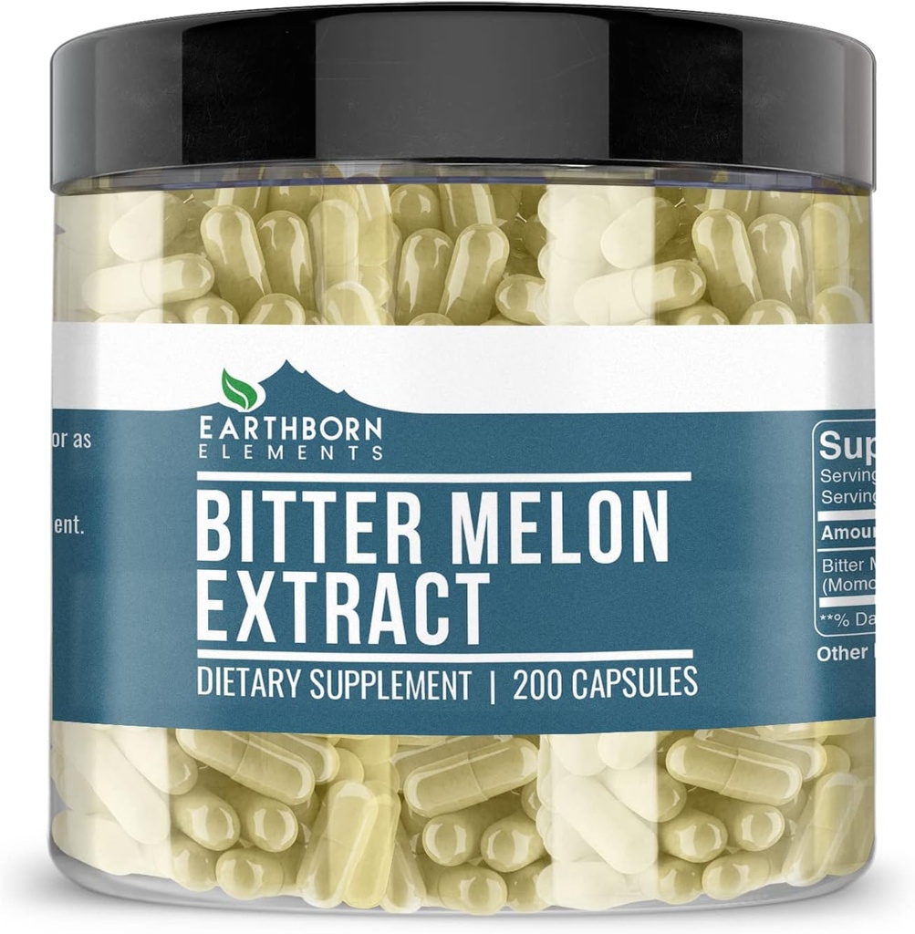 Earthborn Elements Bitter Melon 200 Capsules, Pure " Undiluted, No Additives
