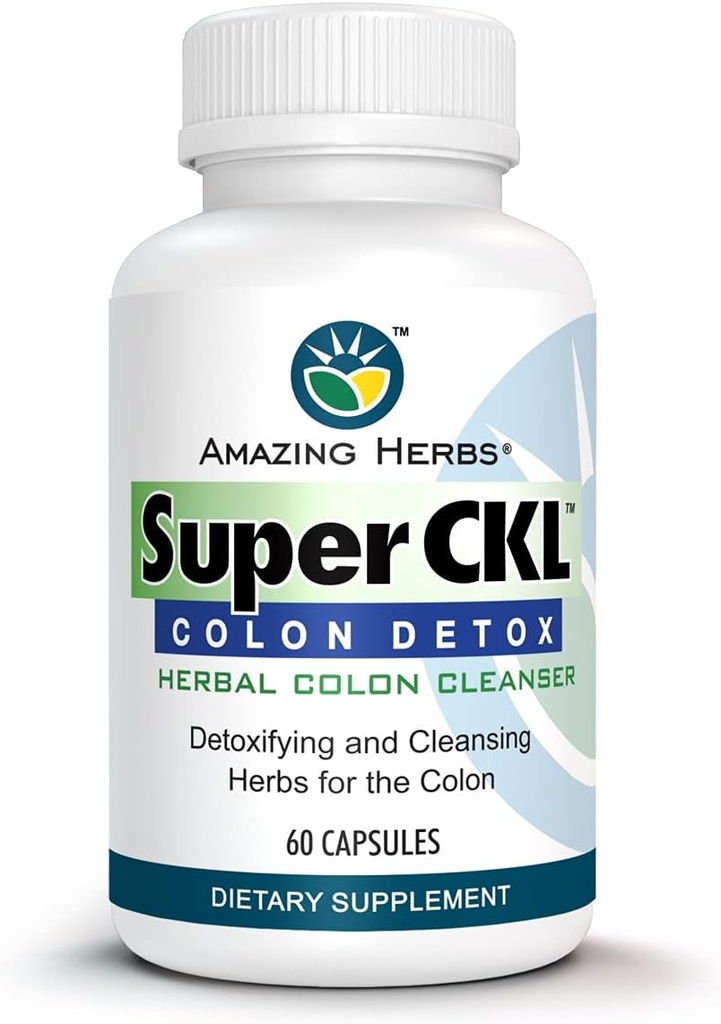 Удивительные травы Super CKL Colon Detox - натуральный, травяной очиститель, улучшает пищеварение и СПИД при удалении отходов - 60 граф