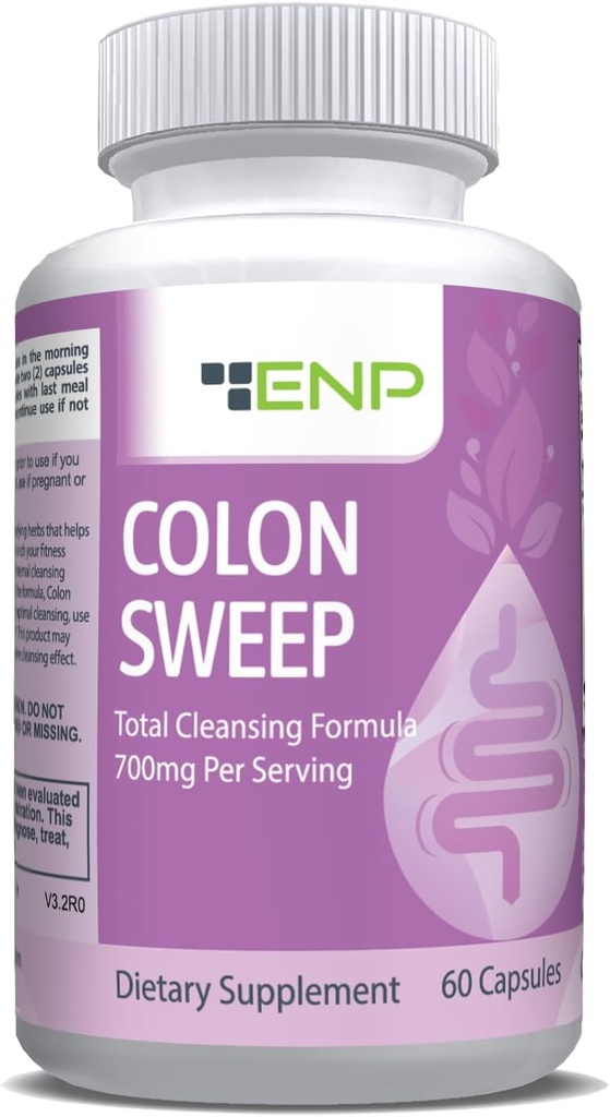 ENP Colon Sweep 124; 15 nap Colon Cleanse Psyllium Husk, Cascara Sagrada és Bentonite, 60ct
