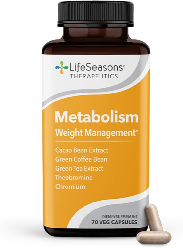 Metabolismus - Podpora a energetická podpora - Přírodní antipetit Suppressant - Kapsle - Zelený čaj, Káva Bean, Chrom, Cacao & Theobromin - 70 Kapsle