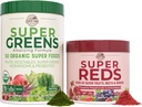 ДЪРЖАВА FARMAS Essential Pack, Super Greens Powder и Super Reds, Packed with 50 Organic Super Foods and 40 Super Fruits, Natural Energy, Bloating Support, Unflavored & Berry Flavor, 17.7 oz, 2 Pack