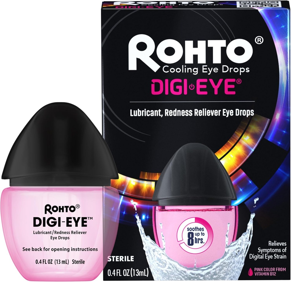 Rohto Digi-Eye Digital Eye Strain Eye Drops, Soothing Eye Yardım, Qırmızı, Tired Eyes 0.4 fl oz Şişe üçün Göz Göstəricisi (Böyük 2)