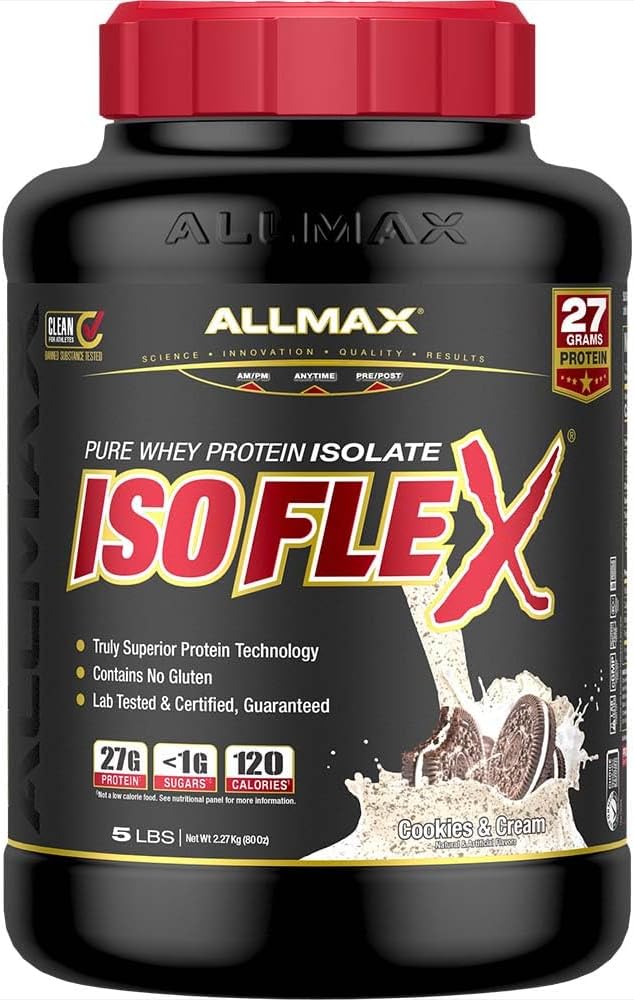 ALLMAX Nutrizioa - ISOFLEX Whey Protein Powder, Whey Proteinsolate, 27g Protein, Cookies & Cream, 5 libra