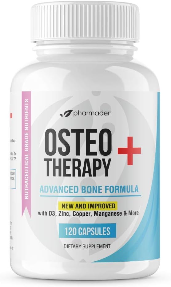 OsteoTherapy+ Advanced Bone Support Supplement - Vitamin C, MK4/MK7, High Absorbing Calcium, Manganese, Magnesium