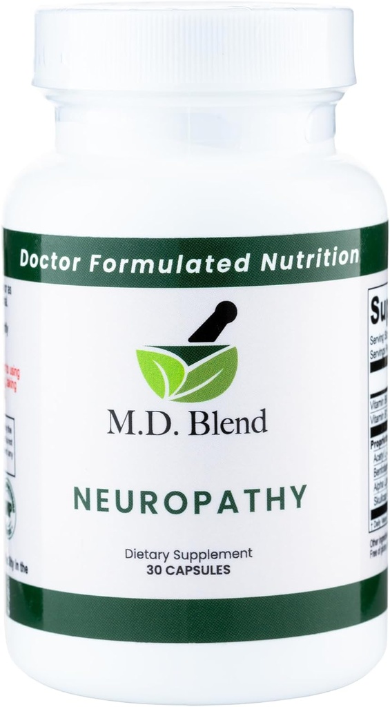 Neuropathie - Expert samengesteld - Natuurlijke Blend voor optimale nerve Wellness - Alpha Lipoïnezuur, L-Carnitine, Vitaminen B6 & B12, Skullcap Root, Acetyl L-Carnitine - 30 Capsules (1 verpakking)