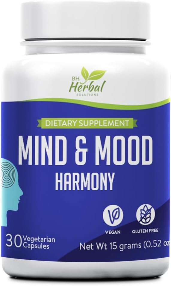 Mind and Mood Harmony - Improved Clarity and Focus - Balance Mood Swings - Support Emotional Regulation - Non Drowsy Formula - 100% Herbal and Natural