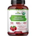 Zazzee USDA Organic Cranberry 25:1 Extract, 500 mg per Capsule, 100 Vegan Capsules, 3+ Month Supply, Certified Kosher, Vaccinium Macrocarpon, Urinary Tract & Bladder Support, Non-GMO, Made in the USA