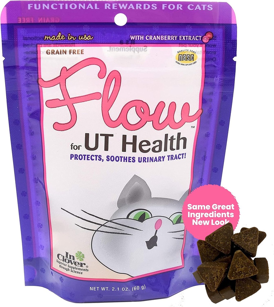В Clover Flow Soft Chews за котки. Научно формулиран с естествени съставки за поддържане на уринарен тракт
