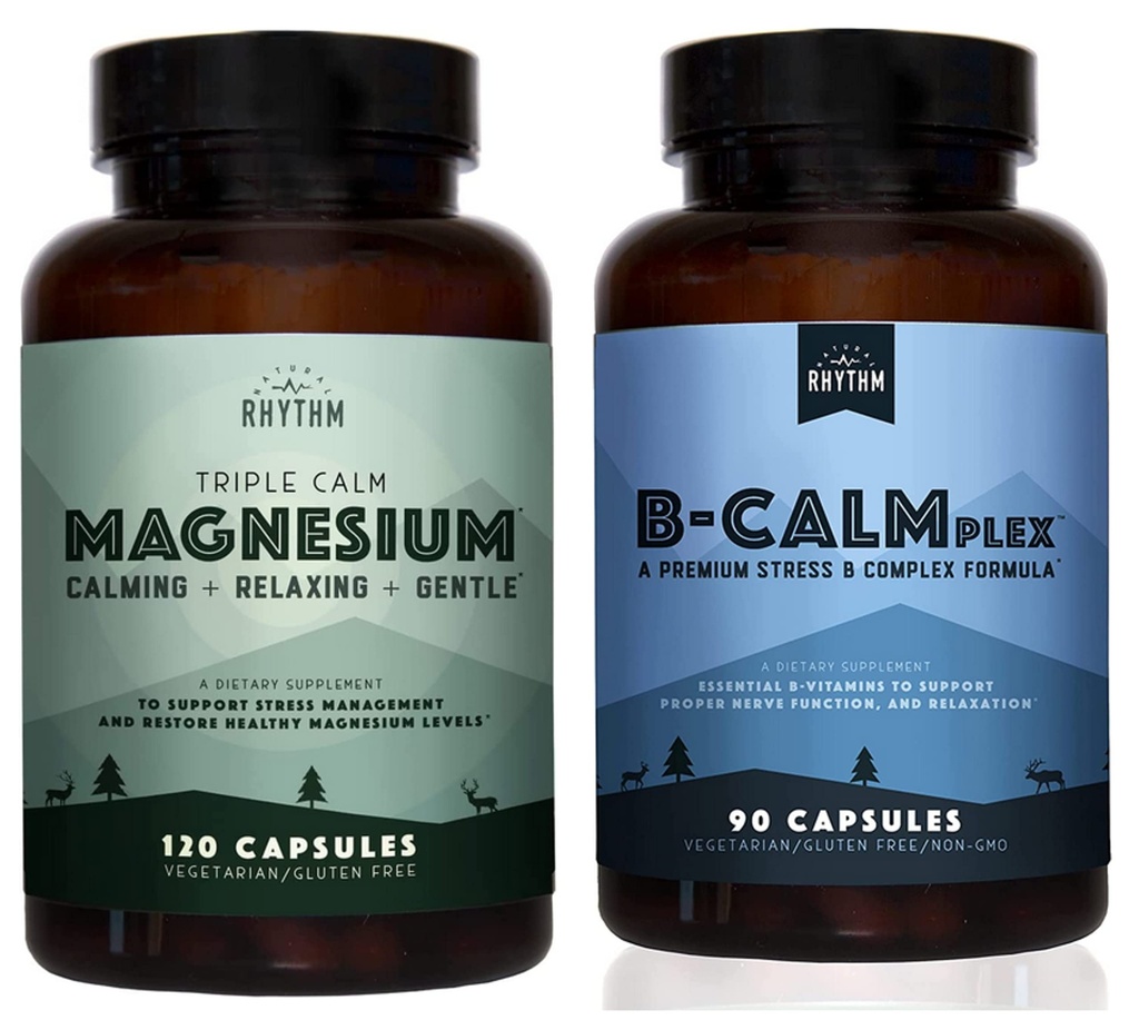 Natural Rhythm Calm Bundle - Triple Calm Magnesium 150mg, 120 Capsules + B-CALMplex, Unique Vitamin B Blend, 90 Capsules