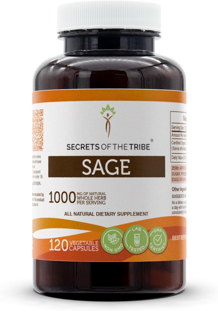 Tribe Sage 120 kapsula, 1000 mg, Sage (Salvia officinalis) Dried Leaf (120 kapsulak)