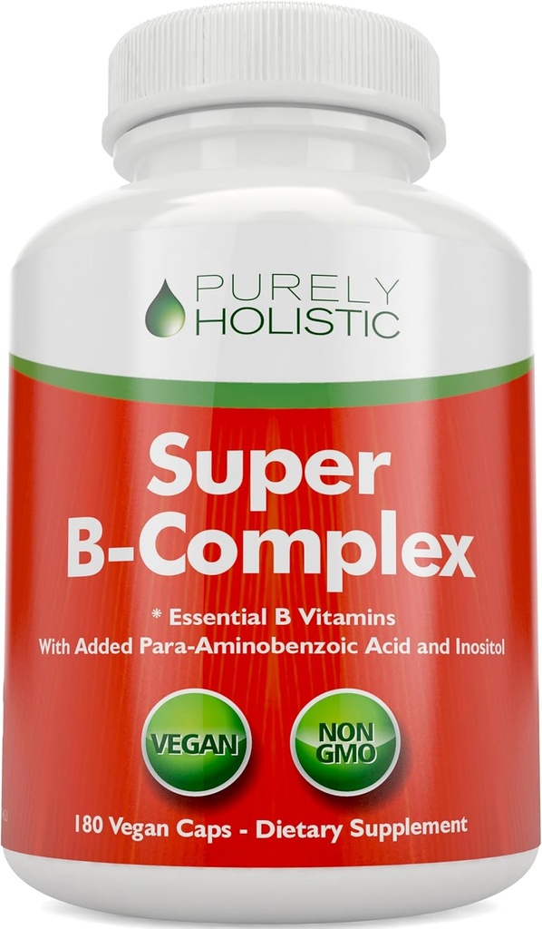 Vitamina B Complexo - 8 Super B Complexo Vitaminas com Colina & Inositol, Vitaminas B1, B2, B3, B5, B6, B8, B9 & B12 - B100 Complexo - 180 Cápsulas Vegan - 6 Mês de Fornecimento - Made in the USA
