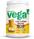 Vega Nut Bơ lắc, Bơ đậu phộng & chuối - Vegan Powder, 20g Protein, thực phẩm thật, số đường, 1.39 lbs