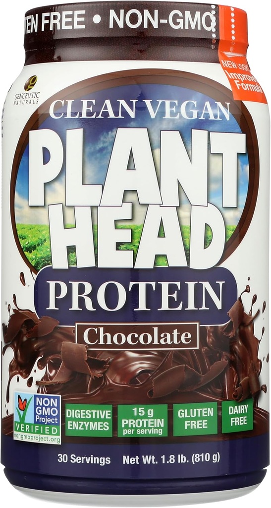 Genceutic Naturals Plant Head Protein Kosttilskudd, Sjokolade, 1,8 pund