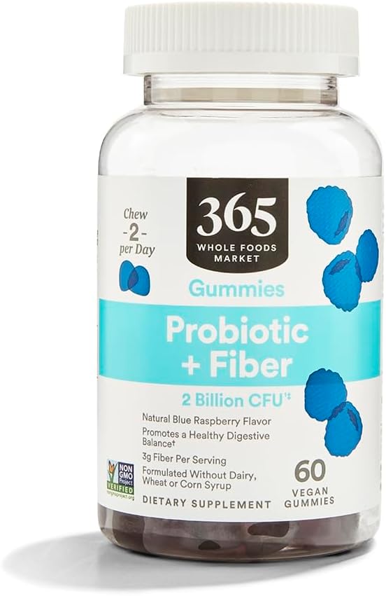 전체적인 음식 시장, Probiotic + 섬유 Gummies에 의하여 365 2억 CFU의 자연적인 파란 딸기 풍미, 60 ct