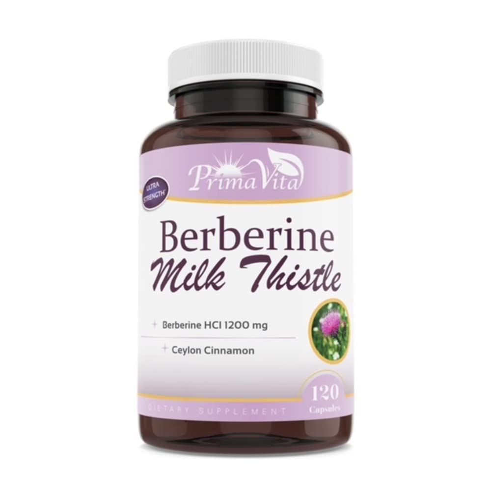 Berberine HCL 1200mg with Milk Thistle and Ceylon Cinnamon, Ampk Metabolic Activator, Healthy Immune System and Gastrointestinal Wellness, 40 Servings, 120 Veggie Capsules