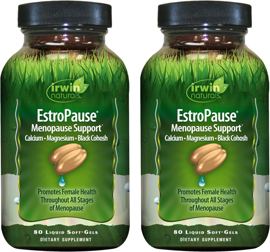 Irwin Naturals EstroPause Menopause & Women’s Health Support – 80 Liquid Soft-Gels – Gentle Hormonal Balance Formula - 2 Pack