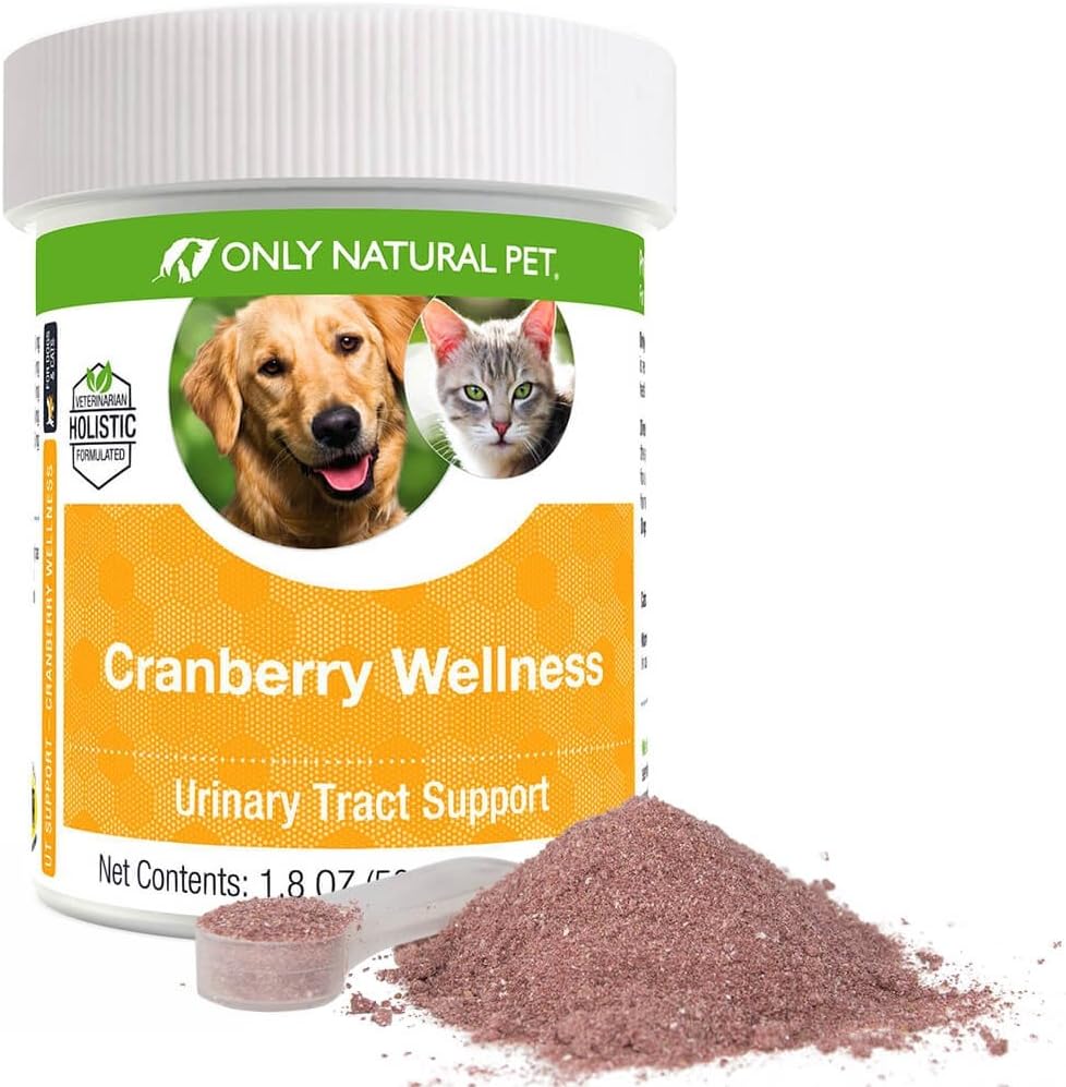 Pouze přírodní Pet Cranberry Wellness Antioxidant Prášek pro psy a kočky - Nutritional Berry Powder Supplement pro močové trakt Zdraví s vitamínem C - 110 Servings