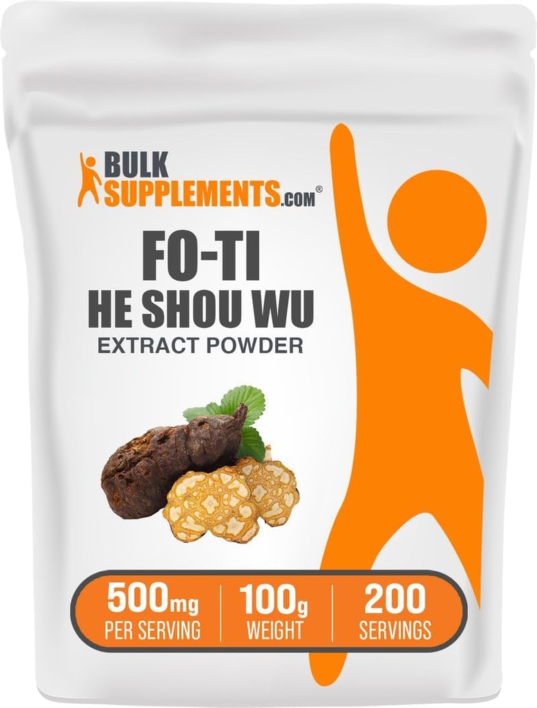 BulkSupplements.com Fo-Ti Extract Powder - Fo-Ti Root Powder, He Shou Wu, Herbal Supplement - Gluteeniton, 500 mg per tarjoilu, 100g (3.5 oz) (Pakkaus 1)
