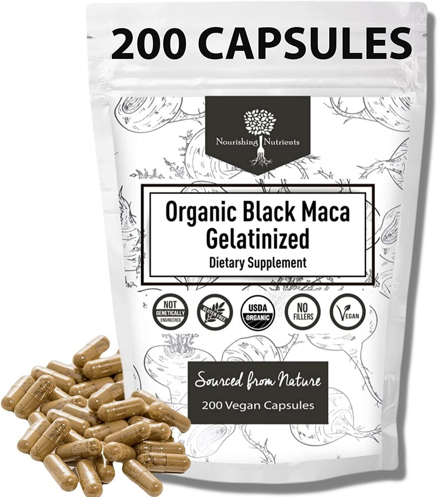 Man Gelatinized Black Maca — 3X strongerer 200 Capsules for Men " Women, Natural Energy supplement for Focus, Performance, Stamina ' Endurance, Mood Enhancement and Stability, Mental Clarity 1000mg