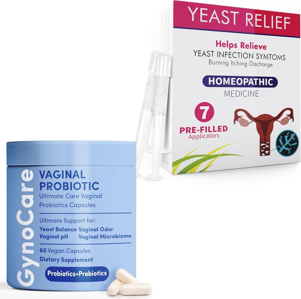Comprehensive Feminine Health Bundle: Vaginal Probiotic Capsules + Antifungal Pre-Filled Applicators – Dual Support for pH Balance, Odor Control, and Yeast Infection Relief