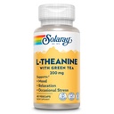 SOLARAY L-Theanine 200mg with Green Tea - Healthy Mood, Relaxation and Occasional Stress Support - Lab Verified, Vegan, Gluten Free - 45 Servings, 45 VegCaps
