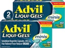 Advil Liqui-Gels minis Pain Reliever in Fever Reducer, Pain Medicine za odrasle z Ibuprofen 200 mg za lajšanje bolečine - 2x160 Tekoče napolnjene kapsule