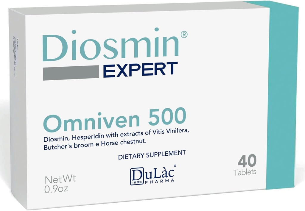 Dulàc - Omniven 500-40 Tablets Diosmin, Horse Chestnut Extract, Butchers Broom, Hesperidin. Dietary Supplement, Made in Italy