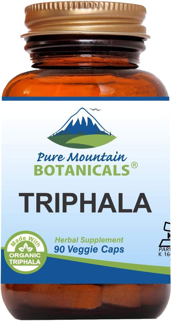 Botanica pure Mountain Capsule Triphala 90 Capace Kosher Vegan Acum cu 500 mg amestec organic de fructe Amla Indian