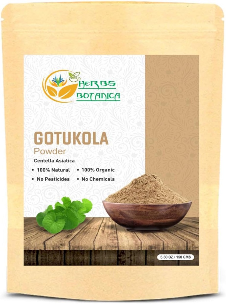 Botanica Gotu Kola 粉末(Centella asiatica) 5.3 oz/150 GMS 茶叶、头发生长和健康神经系统