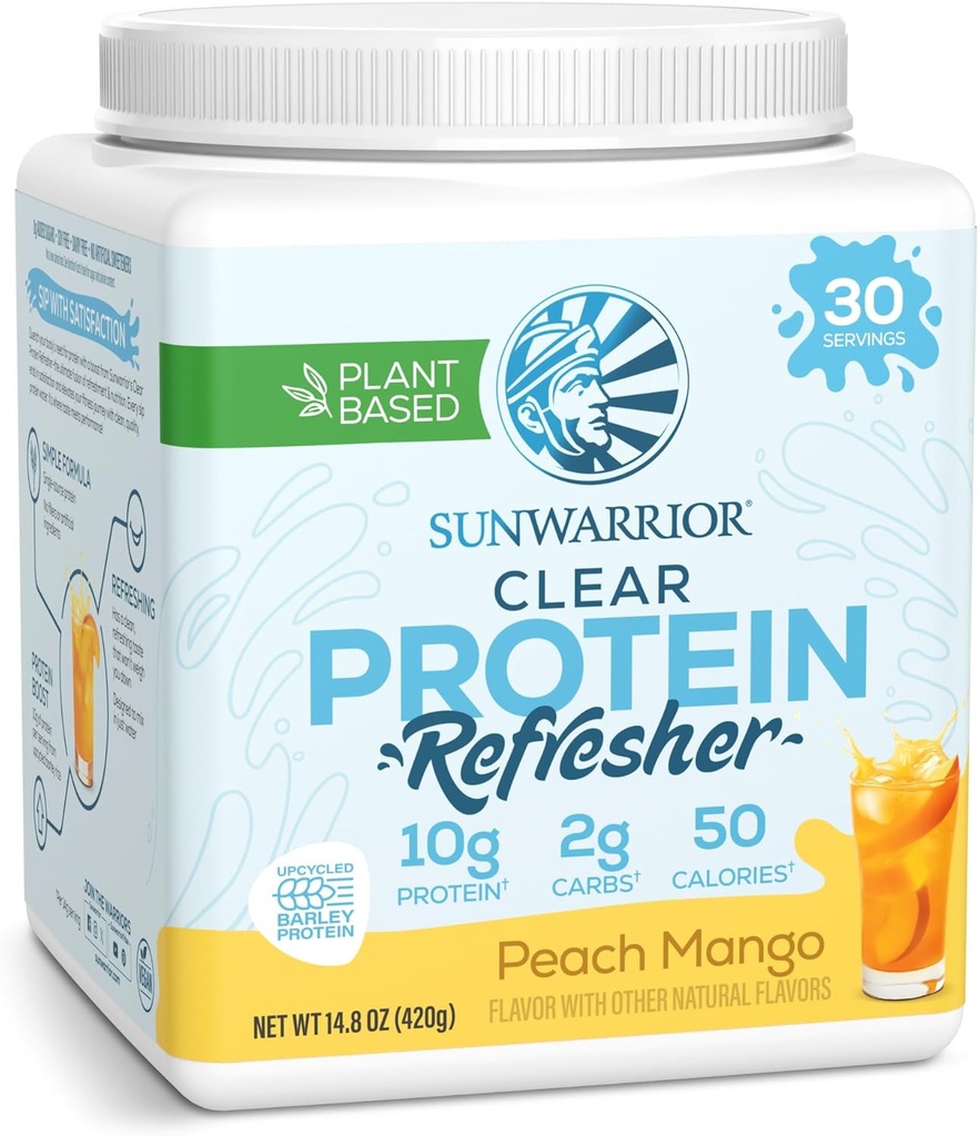 Sunwarrior Clear Protein Powder Plant- Berdasarkan Mix Air, Vegan dan Menyegarkan Protein dan Suplemen Hidration 10g Per Serving Peach Mango Flavored 420g Tub 30 Servings