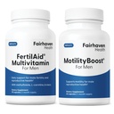 FertilAid for Men and MotilityBoost Combo, Prenatal Vitamins and Male Fertility Supplement to Support Count and Motility with L-Carnitine, CoQ10, Zinc and More, 150 Capsules, 1 Month Supply
