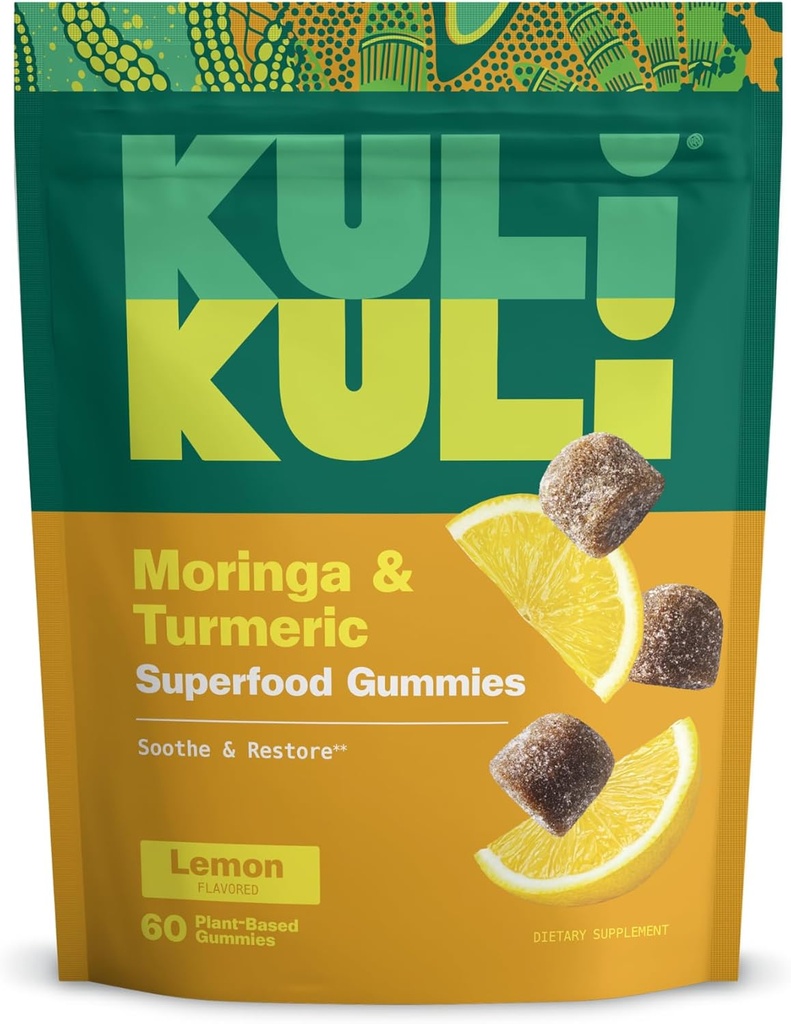 Kuli Kuli Super Energy Gummies - Energitilskudd med Moringa, Koffeinfri naturlig energi Booster - 60 Ikke-GMO, Glutenfri Moringa Gummies